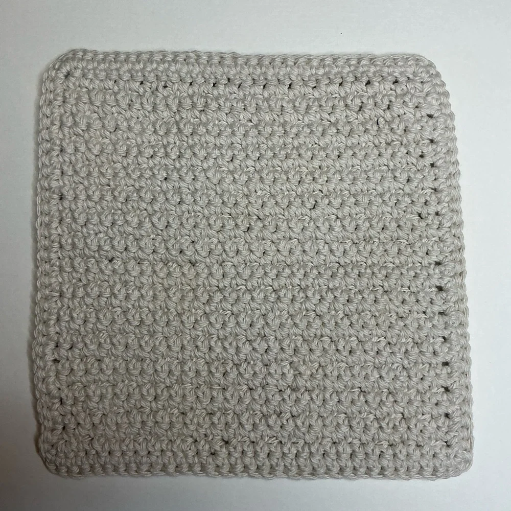 Pair of Crochet Dotty Dishcloth Washcloths Cream Cotton Handcrafted‎ Handmade